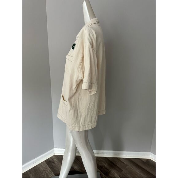 NWT Yony Short Sleeve Button-Up Canvas Workman Shirt Cream Size XL $250 - Picture 4 of 9